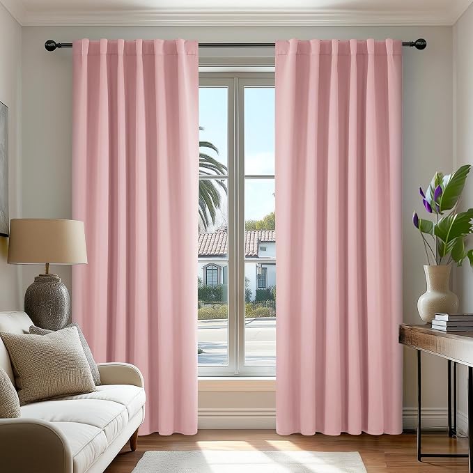 Deconovo Room Darkening Curtains Solid Back Tab and Rod Pocket Curtains Thermal by Deconovo