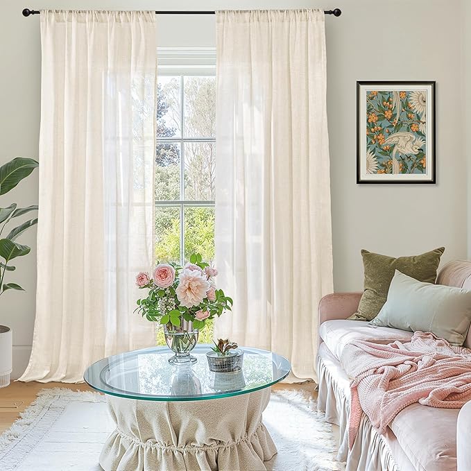 BGment 108 Inches Long Linen Curtains - Image 2