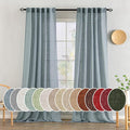 MIULEE Dusty Blue Linen Curtains 96 Inch Long 2 Panels by MIULEE