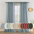 MIULEE Dusty Blue Linen Curtains 90 Inch Long 2 Panels by MIULEE