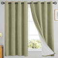 Yakamok Linen Sage Curtains 100% Blackout 63 Inches Long, Room Darkening by Yakamok