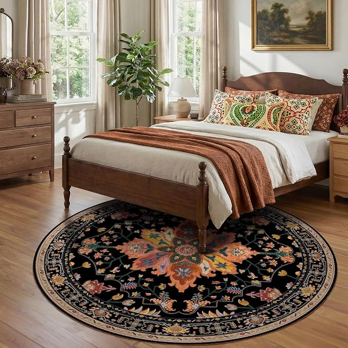RELEANY Area Rugs 8ft Washable Non-Slip, Floral Vintage Distress Print Pattern - Image 3