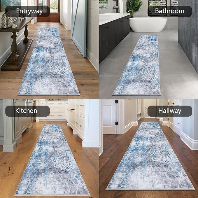 HEBE Hallway Runner Rug 2'x8' Washable Vintage Distressed Area Rugs Non Slip - Image 5