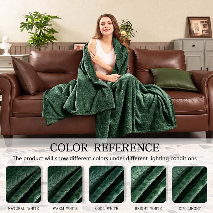 inhand Fleece Twin Blanket for Bed Green Throw Blanket for Couch Super Soft - Image 5