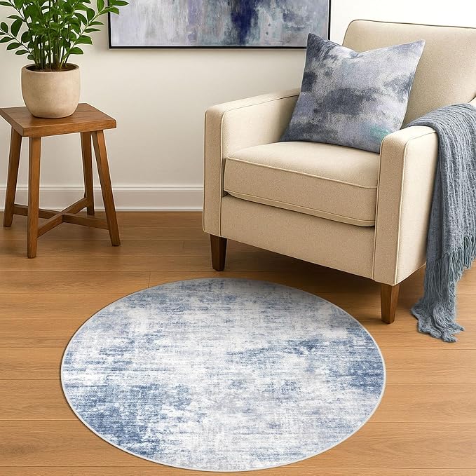 IOHOUZE Round Area Rug 3 Ft Circle Entryway Rugs Round Washable Door Mat Indoor - Image 2