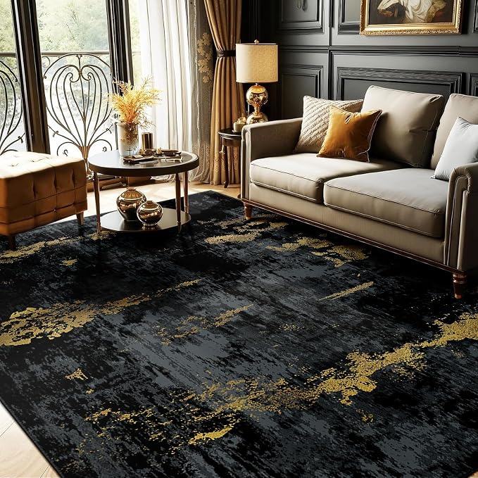 Washable Area Rugs 8'x10' Non-Slip Modern Abstract Soft by RELEANY