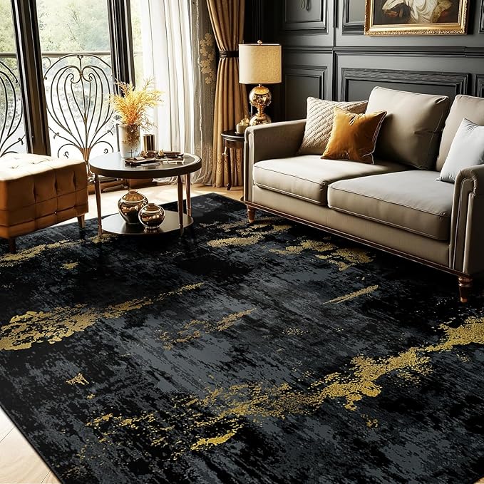 Washable Area Rugs 5'x7' Non-Slip Modern Abstract Soft by RELEANY