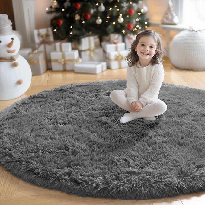 Amdrebio Grey Round Area Rugs 7Ft - Image 3