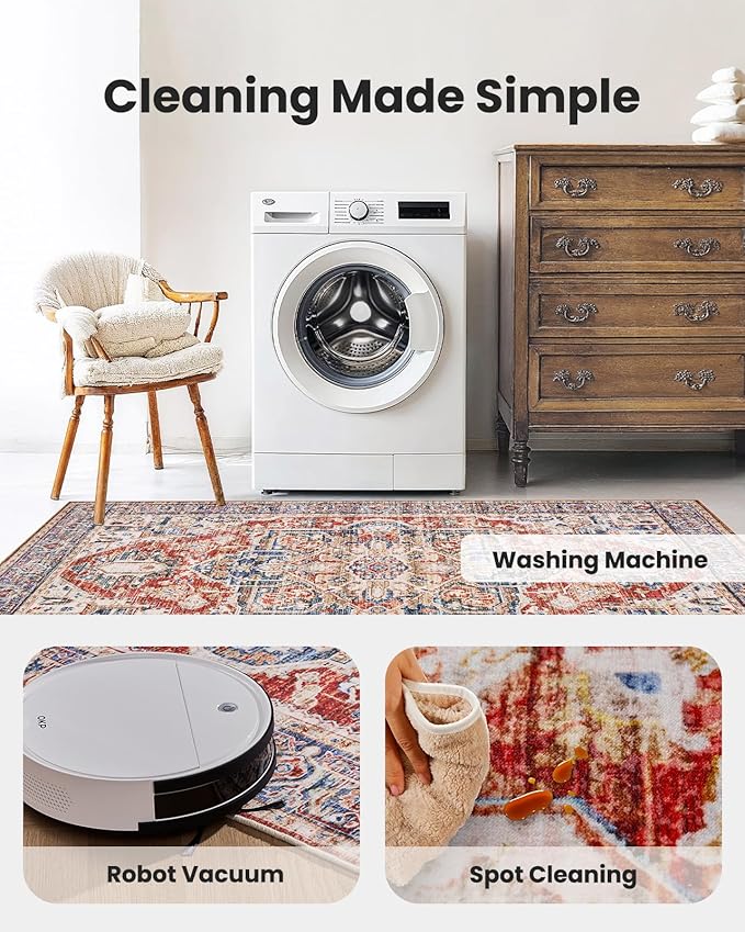 AMADA HOMEFURNISHING 5x7 Area Rugs, Washable Living Room Rug Low-Profile - Image 5