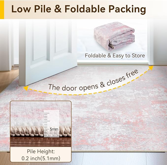 Washable Area Rugs 2'x6' Non-Slip Modern Abstract Soft - Image 8