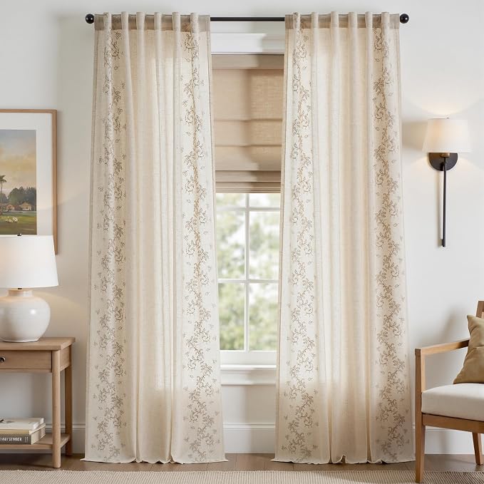 jinchan Evelyn Embroidered Linen Curtains - Image 2