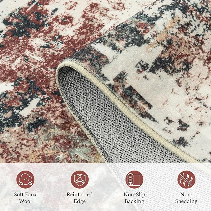Rugflix 5x7 Area Rugs for Living Room, Washable Large Rug Stain-Resistant Low - Image 7