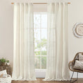 LAMIT Natural Linen Boho Curtains 84 inch Length 2 Panels, Cream Ivory Light by LAMIT