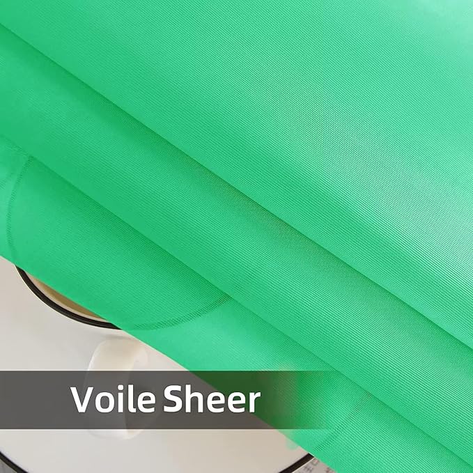 youleyar Solid Sheer Rod Pocket Curtain Voile Draperies 2 Panels White Beige - Image 5