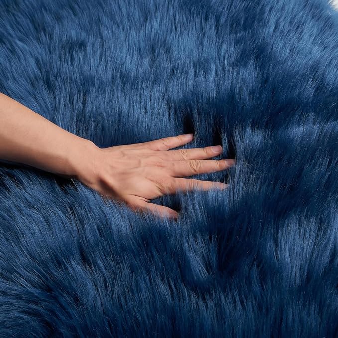 EasyJoy Ultra Soft Fluffy Shaggy Area Rug Faux Fur Rug Chair Cover Seat Pad - Image 4