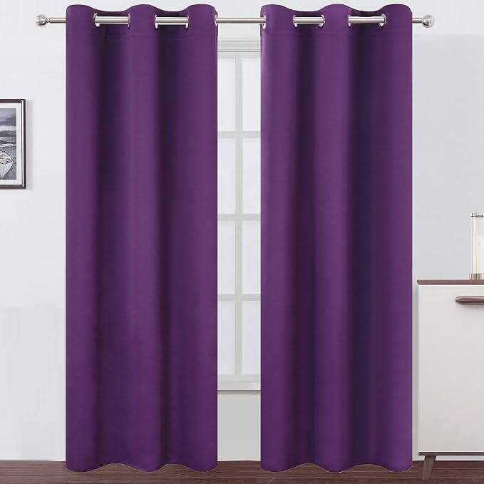 LEMOMO Purple Thermal Blackout Curtains/38 x 84 Inch/Set of 2 Panels Room by Lemomo