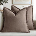 MIULEE Linen Fringe Decorative Fall Euro Pillow Covers Malt Ball 24x24 | Set of by MIULEE