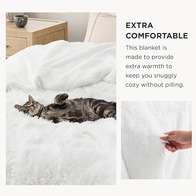 Bedsure GentleSoft Fuzzy Sherpa Faux Fur Twin Blanket White Cozy Gifts - Image 4