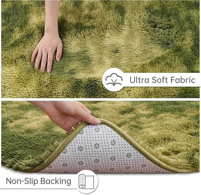 Goideal Fluffy Rug for Bedroom Living Room, 4x6 Green Area Rugs, Faux Fur Shag - Image 6