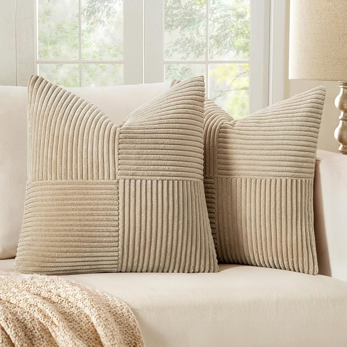 MIULEE Cream Decorative Euro Sham Pillow Covers 24x24 Inch by MIULEE
