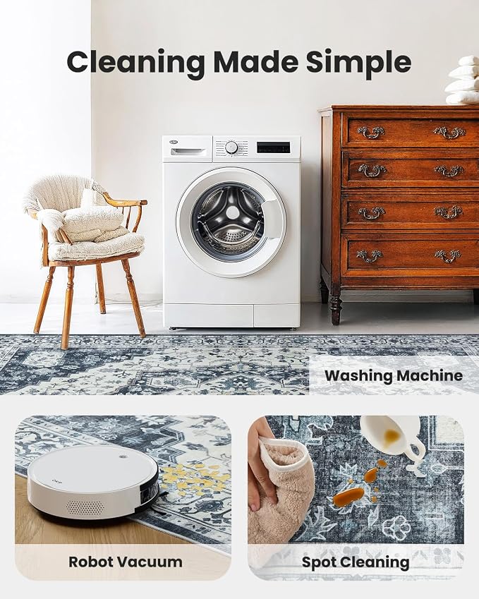 AMADA HOMEFURNISHING 9x12 Area Rug, Washable Low-Profile Large Area Rug - Image 9
