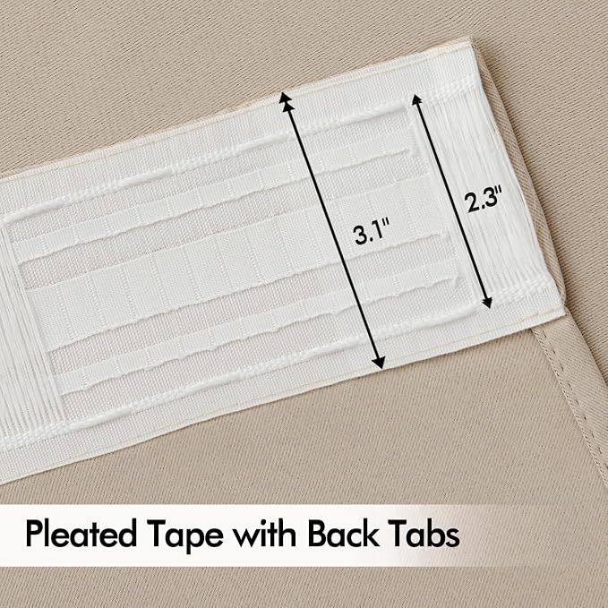 MIULEE Taupe Back Tab Blackout Curtain 96 Inch Long 2 Panels Set - Image 4