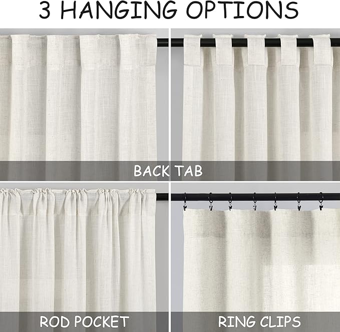 Nanspring Extra Wide Linen Curtains - Image 3