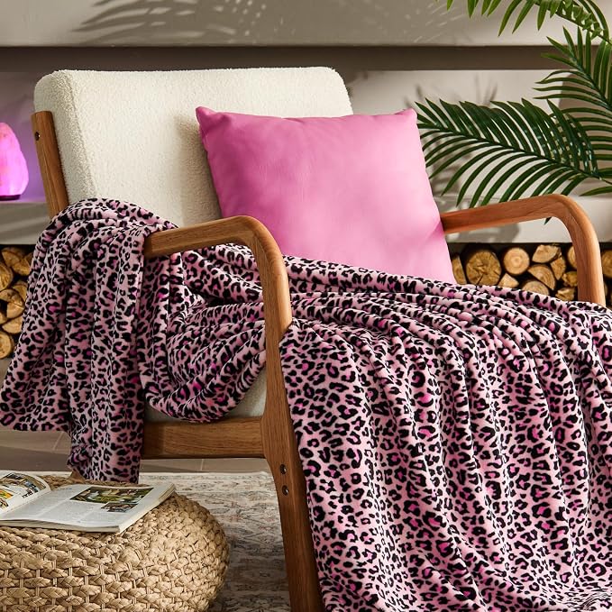 BEDELITE Fleece Blanke for Couch & Bed Pink Leopard Throw Blanket – Soft & Cozy by BEDELITE