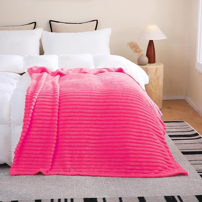 Valentines Day Decorations Hot Pink Fleece Throw Blanket 50”×60” - Image 3