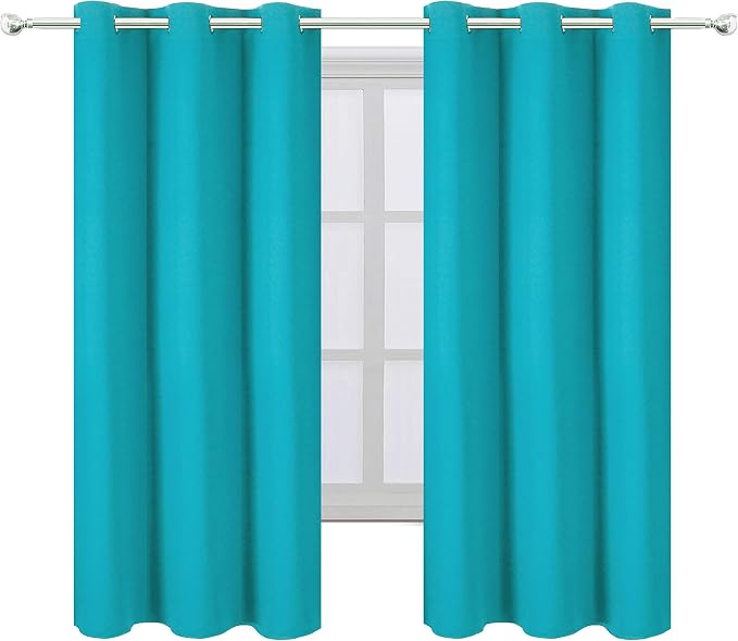 LEMOMO Teal/Turquoise Blackout Curtains/42 x 63 Inch Length Kids Curtains/Set - Image 2