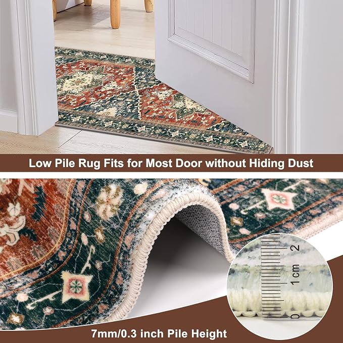 Yamaziot Washable Runner Rug, 3x6 Non-Slip Boho Vintage Hallway Rug - Image 5