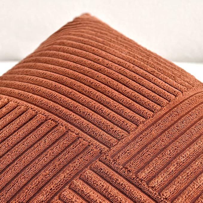 Fancy Homi 2 Packs Rust Lumbar Decorative Throw Pillow Covers 16x26 Inch - Image 3