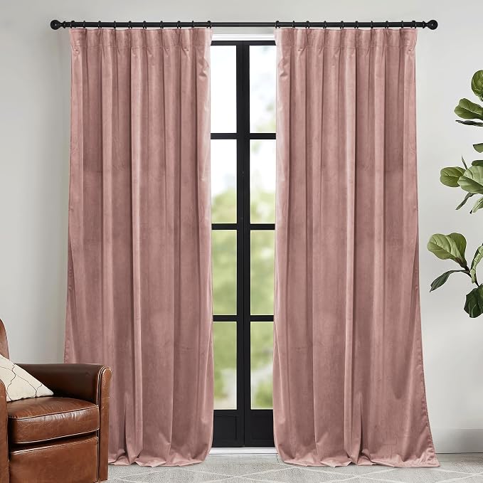 RYB HOME Girls Curtains for Bedroom, Back Tab Room Darkening Baby Kids Velvet - Image 2