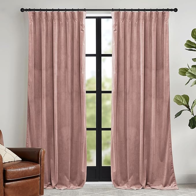 RYB HOME Girls Curtains for Bedroom, Back Tab Room Darkening Baby Kids Velvet - Image 2