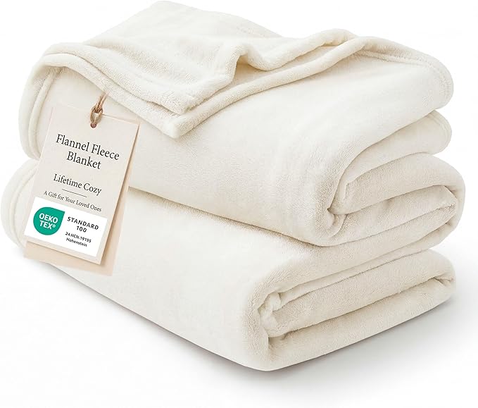 Bedsure GentleSoft Fleece Bed Blankets Full Size Cream by BEDSURE