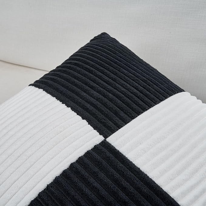 Fancy Homi Set of 2 Black White Decorative Throw Pillow Covers 22x22 Inch - Image 3
