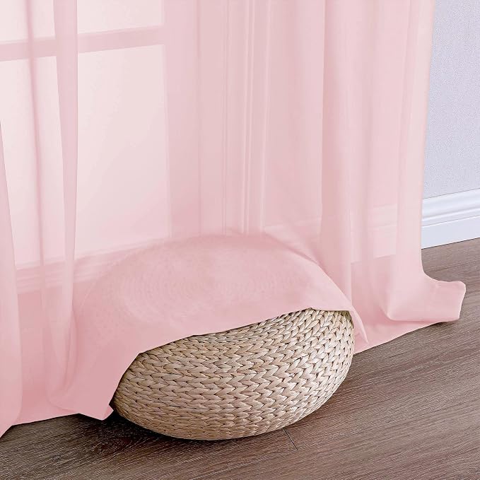 OVZME Blush Pink Sheer Curtains 72 Inches Long 2 Panels Set, Light Filtering - Image 5