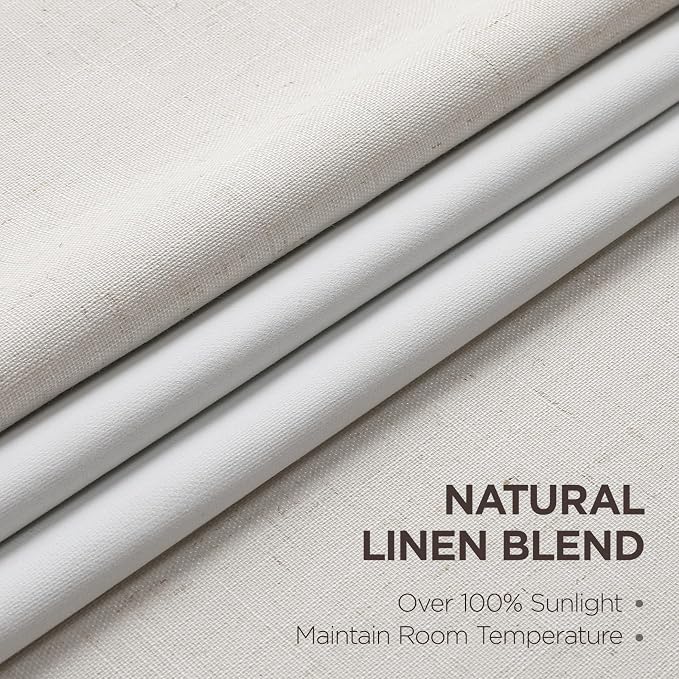 Joydeco Pinch Pleated Linen Curtains Darkening Drapes - Image 2