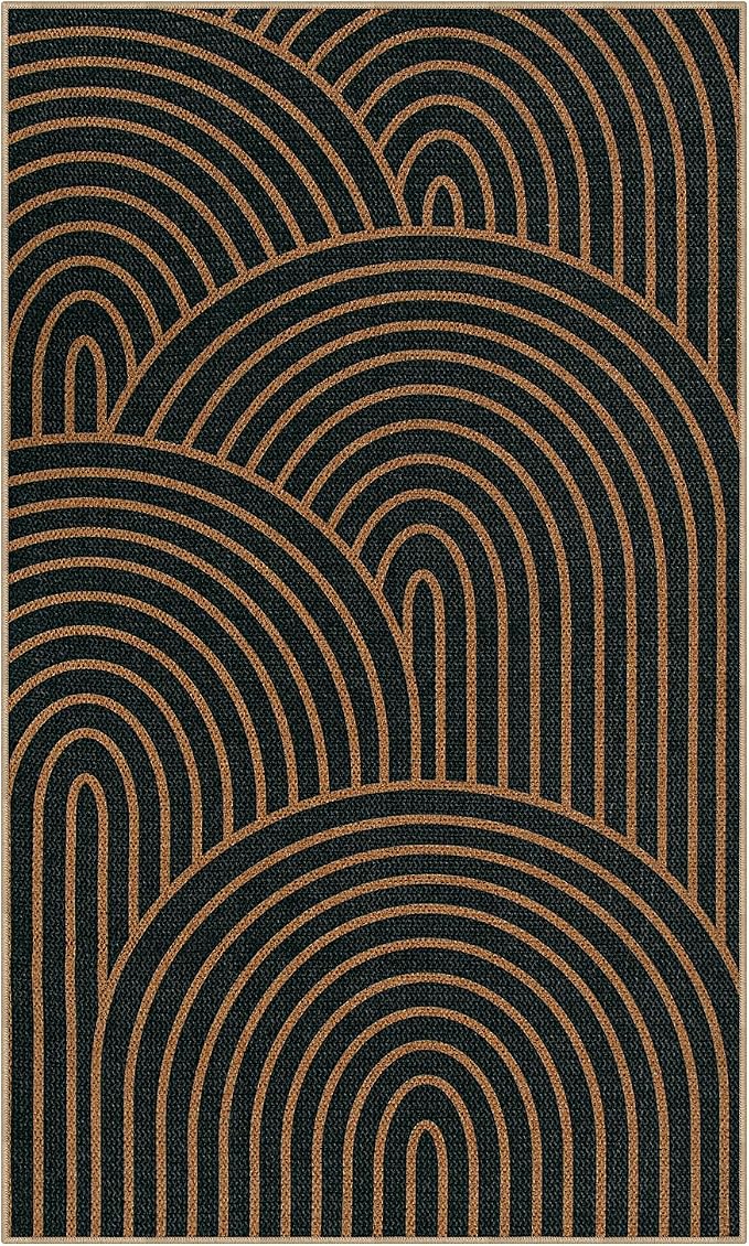 Lahome Enfys Modern Rainbow Easy Jute Patio Rug, 3x5 Washable Rugs - Image 8