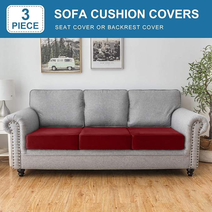 Couch Cover Stretch Velvet Sofa Cushion Cover 3-Piece - Image 3