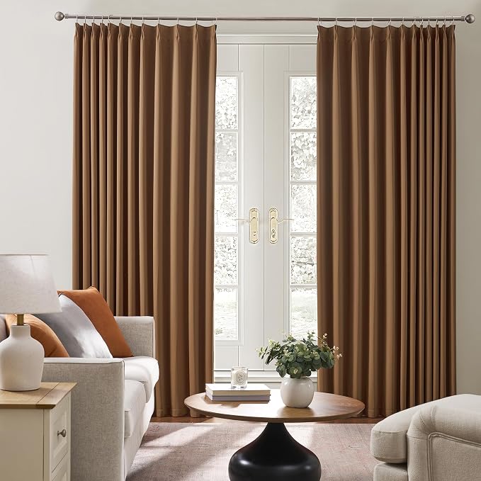 Cappuccino Brown Mocha Curtains 40x120 Inches Long 2 Panels Set, Pinch Pleated - Image 4