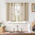 LAMIT Kitchen Linen Curtains 40 Inch Length, Soft Thick Light Filtering Bronze by LAMIT