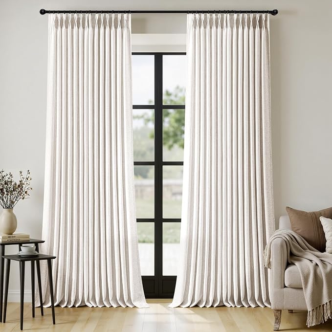 MIULEE Pinch Pleated Thick Linen Curtains 108 Inches Length 2 Panels by MIULEE