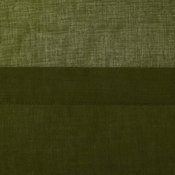 DWCN Olive Green Sheer Curtains Semi Transparent Voile Rod Pocket Curtains - Image 5