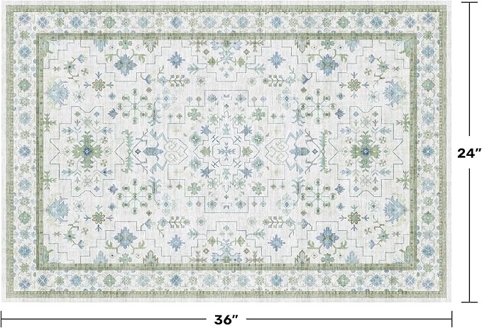 Washable Boho Bathroom Rug 2x3 - Image 2