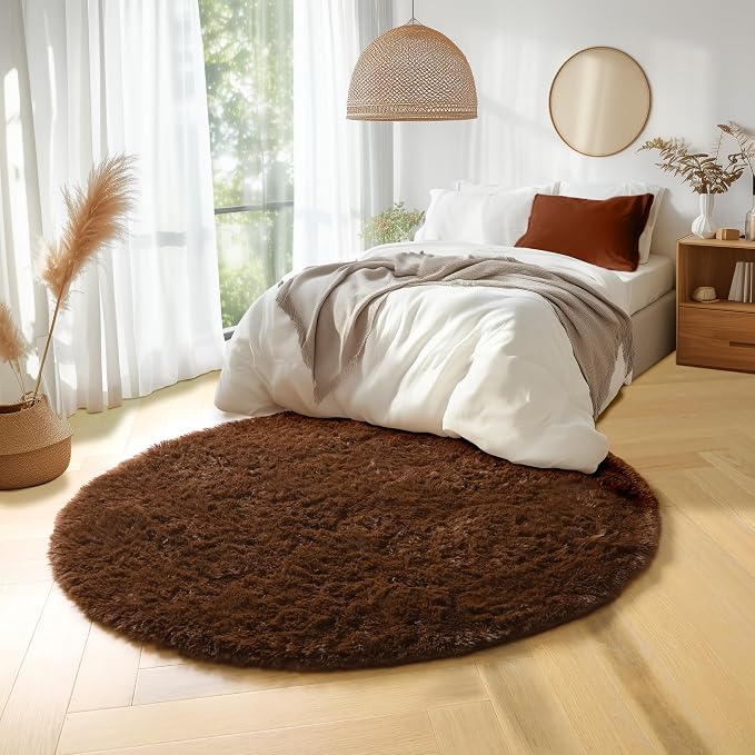 Amdrebio Dark Brown Round Circle Rugs 5Ft - Image 4