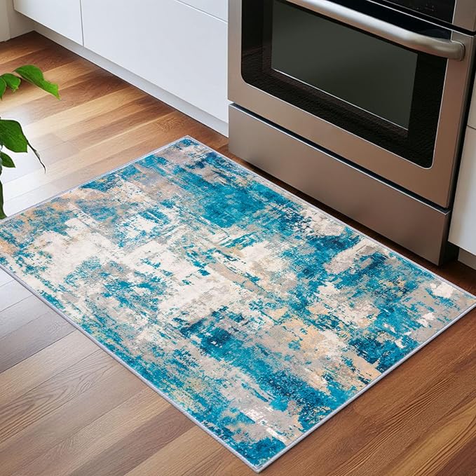 KOZYFLY Small Area Rug 2x3 Rug Entryway Rugs Indoor Non-Slip Modern Abstract - Image 3