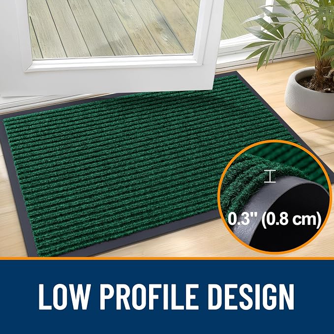 OLANLY 2-Pack Front Door Mats 29.5x17, Waterproof Heavy-Duty Doormats | Green - Image 4