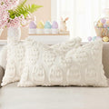 decorUhome Easter Cream White Egg Pillow Covers 12x20 Inch Set of 2, Soft Plush by decorUhome