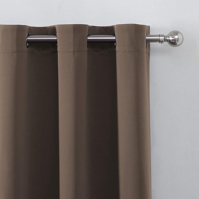 LEMOMO Chocolate Brown Blackout Curtains 42 x 63 Inch Length/Set of 2 Curtain - Image 6